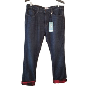 Insulated Gear Carpenter Flannel Lined Denim Blue Work Pants Men Jeans 14M 36x31